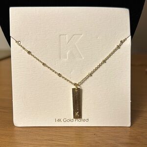 NEW FRANCESCA'S 14K GOLD PLATED RECTANGLE INITIAL "K” PENDANT CHAIN NECKLACE